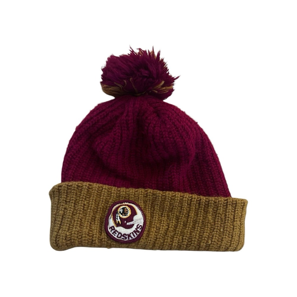 Vintage Washington Redskins 80s Knit Beanie Hat Winter Tassel Pom NFL